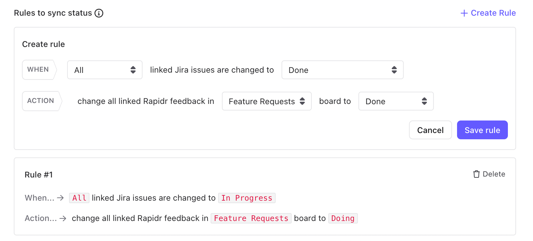Jira + Rapidr feedback integration image #0