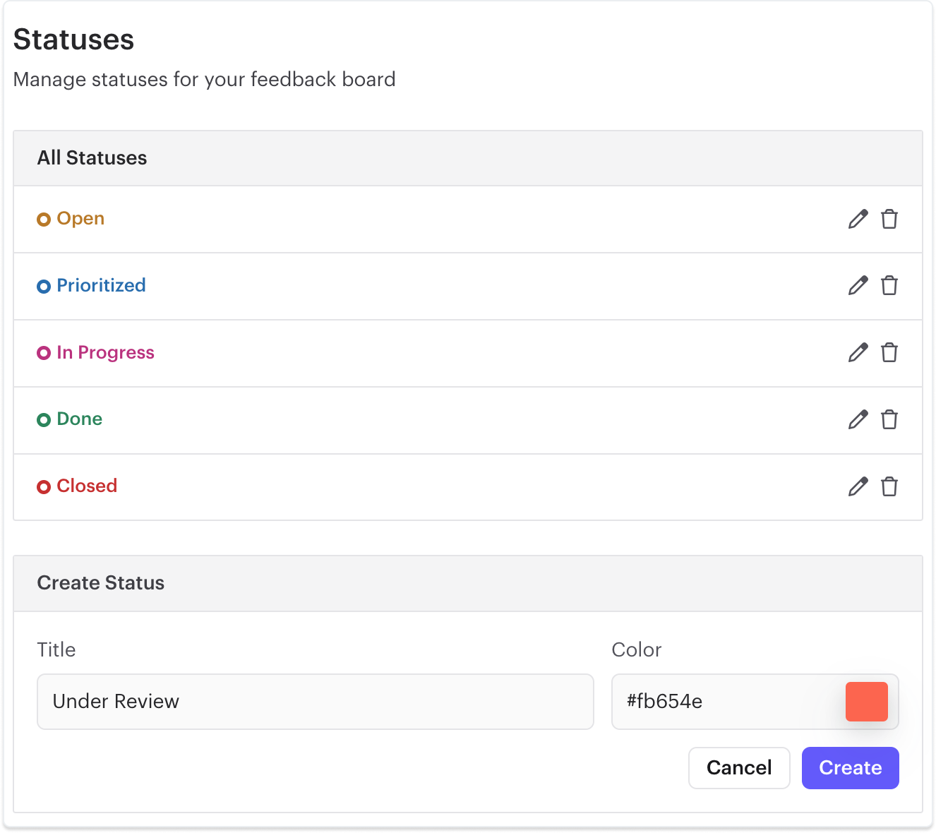 Inform Customers by Updating Status of Feedback Requests