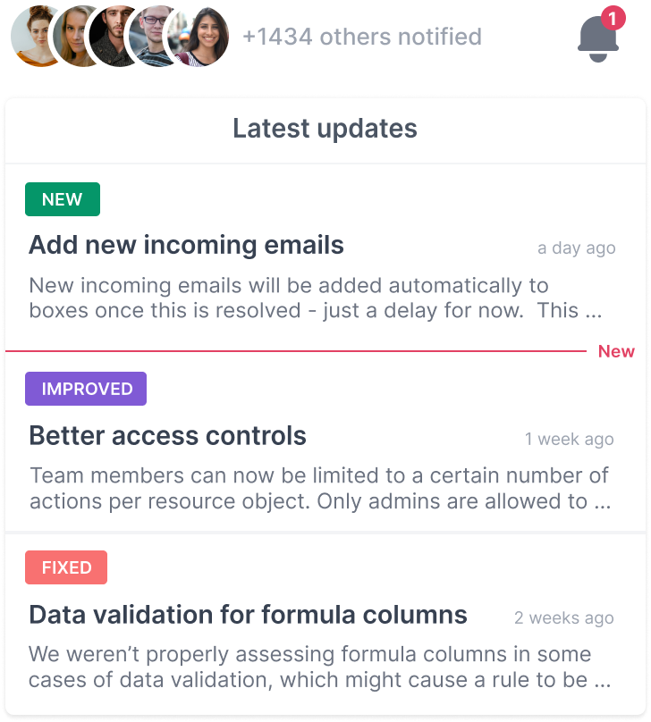 Announce product updates via release notes to customers and teammates