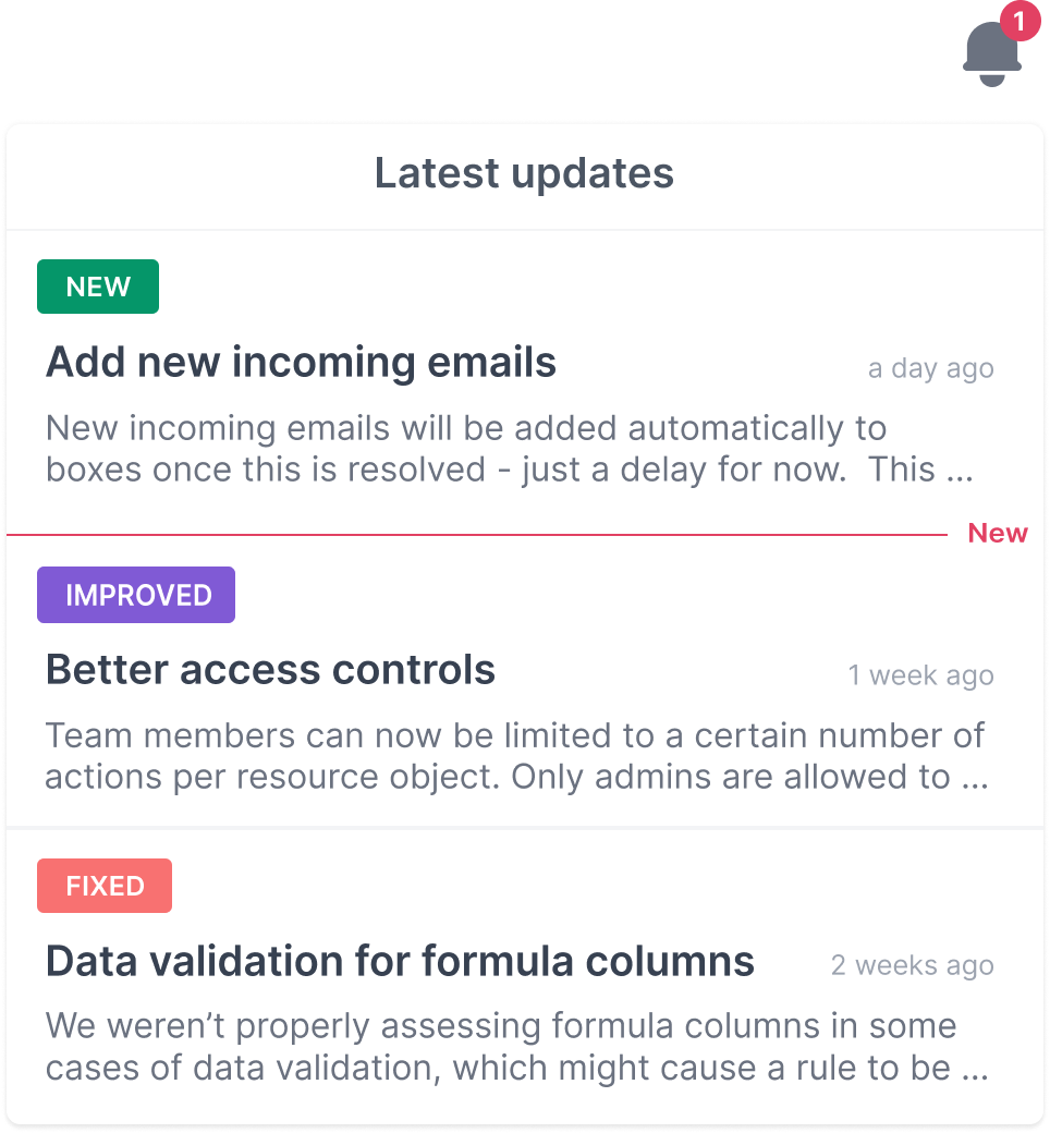 Changelog and Release notes widget powered by Rapidr